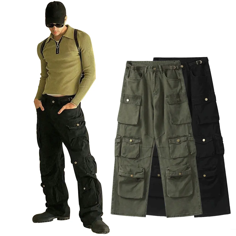 बहु जेब पैंट पतलून आकस्मिक मुद्रण फैशन कार्गो पैंट पुरुषों के लिए घुड़दौड़