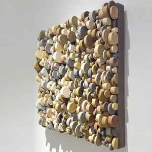 홈 장식 나무 프레임 대형 혼합 미디어 작품 나무 블록 추상 그림 수제 3D 벽 추상 예술