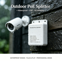 Divisor PoE Impermeable para Exteriores ANPA, 12W, Plug and Play, QoS, 10/100Mbps, Estándar IEEE 802.3af/at, Adaptador Apilable No Aislado, IP