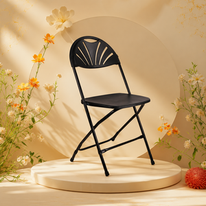 Silla Plegable Moderna para Jardín y Fiestas, Ligera, Portátil, con Respaldo en Forma de Abanico, Negra, Duradera y Cómoda para Uso en Villas y Casas de Campo - Product Image 1