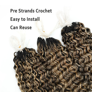 Extensiones de Cabello Humano Rizado Birmano de <span class=keywords><strong>Ganchillo</strong></span> con Plumas, Pre-Atadas, Baratas, de Fábrica Directa, Cabello Remy con Plumas - Product Image 5