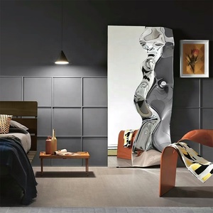 Specchio <span class=keywords><strong>da</strong></span> <span class=keywords><strong>Parete</strong></span> Moderno in Metallo a Onda, Decorazione Scintillante Fatta a Mano, Specchio in Acciaio Inossidabile Smussato, Splendida Scultura Artistica <span class=keywords><strong>da</strong></span> <span class=keywords><strong>Parete</strong></span> Argento di Lusso - Product Image 2