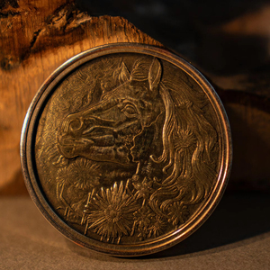 Anno cavallo moneta da collezione in metallo artigianato personalizzato 3d laser inciso medaglie e monete in ottone animale sfida acquistare moneta cavallo per regalo - Product Image 3