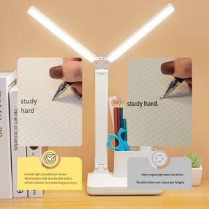 Lámpara de Escritorio Plegable de Doble Cabezal con Carga USB, Función de Soporte para Bolígrafos, Tres Colores de Brillo, Lámpara LED de Lectura con Protección Ocular - Product Image 3