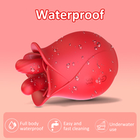 Doppelsprachiger Rosenblüten-Brust- und Vulva-Massager mit vibrierenden, neckenden und leckenden Funktionen – Elektrischer Vibrator für Frauen