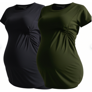 Phụ Nữ Của Thai Sản Tops Side Ruched Áo T-Shirt Kháng Khuẩn Tre Mang Thai Quần Áo - Product Image 3