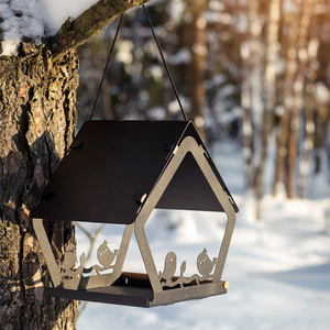 JH-Mech Artistique Nichoir Suspendu Décor de Jardin Durable Résistant aux Intempéries Sauvage Amical Grande Capacité Mangeoire à Oiseaux Suspendue - Product Image 6