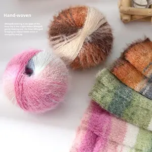 Fil à tricoter en laine/acrylique à poils longs, super doux, teint en segments, YINUAN, 100g, moelleux, torsadé en S, 7 fils, diamètre 2mm, pour tricot à <span class=keywords><strong>la</strong></span> main - Product Image 3