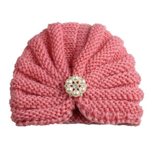 Nouveauté : <span class=keywords><strong>Turban</strong></span> pour enfants en gros, Europe et Amérique, couleur unie, perles et diamants, bonnet en <span class=keywords><strong>laine</strong></span> pour bébé, bonnet tricoté chaud pour bébé - Product Image 1
