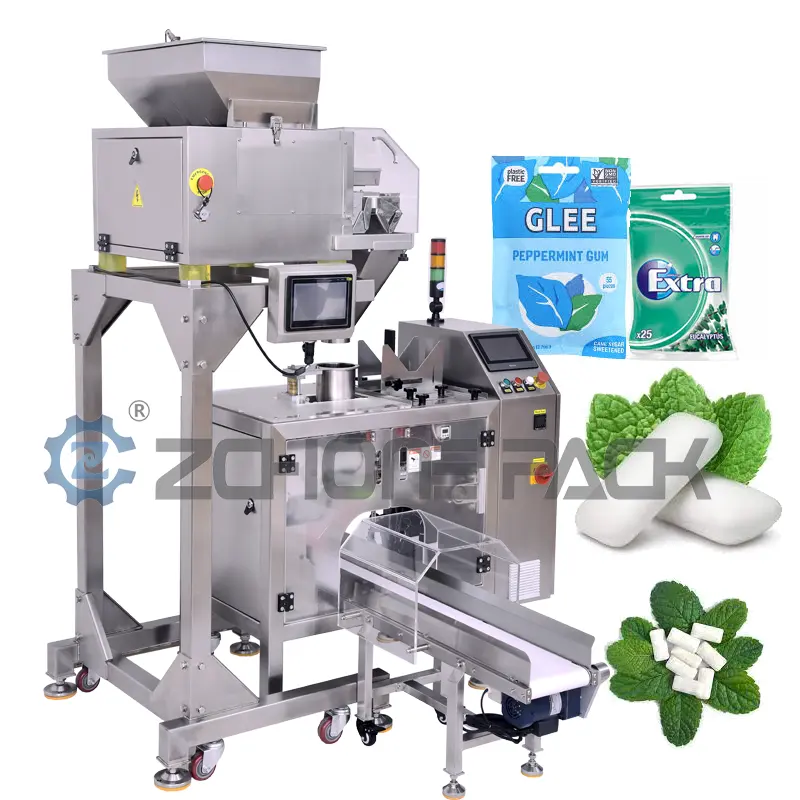 Chewing Gum Preformed Pouch Soft Candy Packing Machine 4 Sides Seal Packing Machine Marshmallow Candy Machine