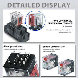 Электромагнитное реле YIJIA YJ2NT-GS, универсальное, вставное, с блокируемой кнопкой тестирования, 24В/110В/220В, миниатюрный размер, 5А, 2НО2НЗ - Product Image 4