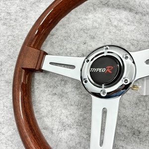 Hot Sell Classic 350mm ABS 4 Deep Dish Electroplated <b>Bracket</b> Retro Peach Wood Steering Wheel - Product Image 3