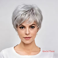 Perruque synthétique courte et texturée Bozhen gris argenté, style bob, pour femmes d'âge moyen et âgées, fabriquée à la machine, ajustable
