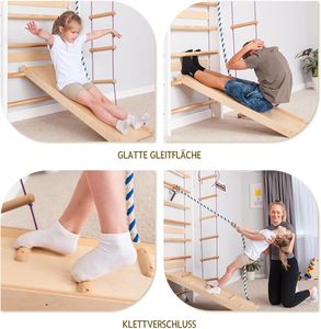 Barres murales en bois avec toboggan et <span class=keywords><strong>balançoire</strong></span>, structure d'escalade intérieure pour enfants et adultes, support de rangement mural pour salle de sport - Product Image 2