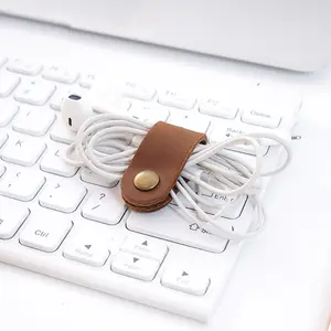定制皮革耳机电缆收纳器包带USB充电器线夹领带标志线夹书桌办公室储物配件