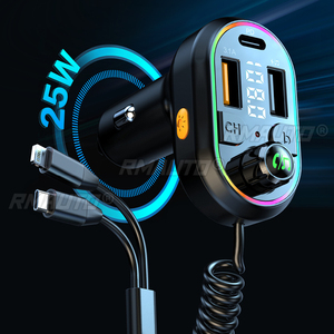 Car Bluetooth 5.0 FM <b>Transmitter</b> <b>Wireless</b> Audio Receiver Car MP3 Player 25W PD Fast Charge With Apple Type-C Port Charging Cable - Product Image 3