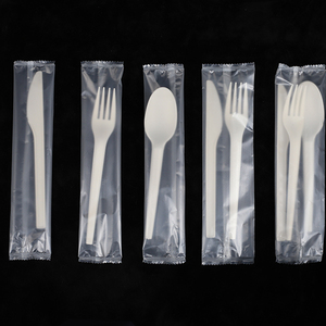 Bio Bag Envuelto CPLA Cuchillo desechable y tenedor Cubiertos con servilleta Sal y pimienta Material ecológico - Product Image 3