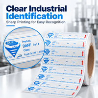 Étiquettes de filtre industrielles personnalisées, autocollantes en rouleau, en PET blanc, avec des champs de numéro de pièce, de taille et de date variables