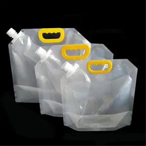 Pochette en plastique transparente pour liquide, sac à eau avec bec en plastique pour boisson, lait, jus de fruit, vin, 10/1.5/2.5/5L