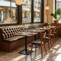 Meubles sur mesure pour restaurant, banquette, siège en cuir capitonné, banc mural, table carrée, ensemble de chaises