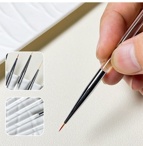 Ensemble de 5 pinceaux à ongles ultra fins avec manche en acrylique transparent <span class=keywords><strong>pour</strong></span> la <span class=keywords><strong>manucure</strong></span> française, le dessin de lignes et les détails - Product Image 4