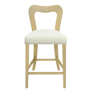 Oe Home Lot de 2 tabourets de comptoir en bois et tissu, sans accoudoirs, chaise de cuisine/salle à manger moderne, beige/vert/caramel, structure en bois d'hévéa - Product Image 3