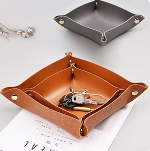 Nordic Style Leather Storage Tray Desktop Organizer for <b>Key</b> Jewelry Cosmetic Storage Box Folding Organizer Home Decoration - Product Image 3
