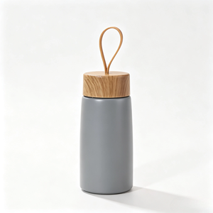 280ml 304 Stainless Steel Vacuum Insulated Mini Water <b>Bottle</b> with Wood Grain Lid Portable Thermal <b>Coffee</b> Mug for Travel Gift - Product Image 3