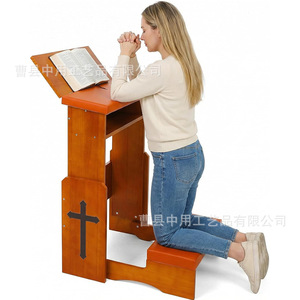 Banc de prière en bois avec coussin de genouillère, tabouret de genouillère d'église réglable pour usage quotidien - Product Image 4