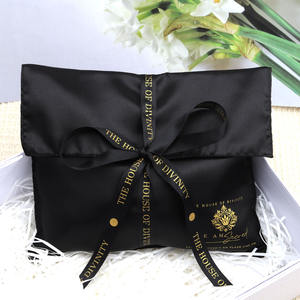 Ücretsiz örnek özel Logo baskılı moda ipek saten zarf çanta bez saç alışveriş hediye için kurdele ile toz kılıfı - Product Image 2