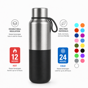 Custom Logo 500ml Stainless Steel Vacuum Insulated Water Bottle BPA Free Handle Double <b>Wall</b> Flask Gift Cup for Presents 12-24 - Product Image 1