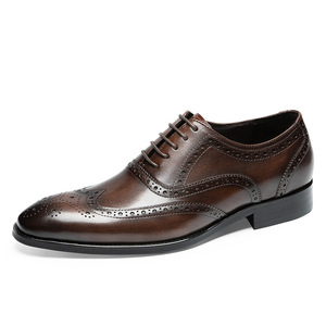 Zapatos Oxford Puntiagudos Hechos a Mano de Cuero Genuino, Elegantes y Personalizados, Retro y Lujosos, Adecuados para Hombres Profesionales - Product Image 1