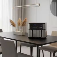 Friteuse à air électrique sans huile 8,6 L noire avec 2 paniers et 2 bacs pour frites, appareil de cuisine