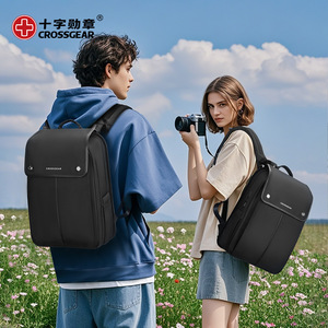 Cross Gear <b>Backpack</b> <b>Large</b> Capacity 16 Inch Laptop Bag Outdoor Travel Student School Bag Neutral Gender Solid Color Black - Product Image 1