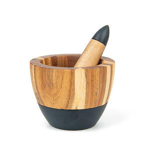 ครกไม้อะคาเซียธรรมชาติสำหรับการบดยาบดฐานสีขาวบดกระเทียมเครื่องเทศสมุนไพรเครื่องมือเครื่องเทศ - Product Image 4