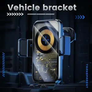 Cyber Punk สมาร์ทเซ็นเซอร์สัมผัสแบบอัตโนมัติ15W ที่ชาร์จเร็วโปร่งใสที่หนีบติดช่องแอร์รถยนต์ที่ยึดคลิปหนีบที่ชาร์จแบบไร้สาย - Product Image 4