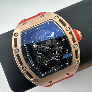 Reloj Mecánico de Edición Limitada con Diseño de Calavera, Correa de Goma, Estilo Casual de Negocios para Hombre, en Oro Rosa - Product Image 2
