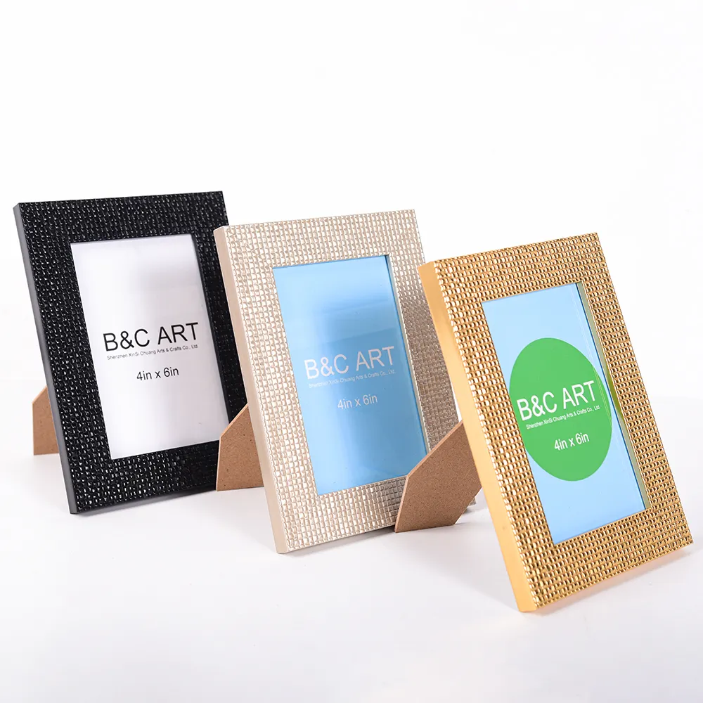 Inlaid Crystal Glass Blink Fashion Modern Mosaic Edge Plastic 4*6 Photo Picture frame for Hotel Home Decoration