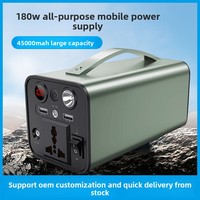 Station d'alimentation portable extérieure lithium-ion haute capacité 180W, multifonction, compacte, pour éclairage domestique, stockage d'énergie, situations d'urgence