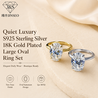 Bague en argent sterling 925 JINSEO avec diamant simulé ovale de 6 carats, plaqué or 18 carats, pour femme, idée cadeau