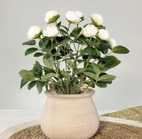 Petit bonsaï de rose artificielle, fleur blanche ou rouge en pot, décoration créative réaliste pour la maison, pot de fleurs artificiel