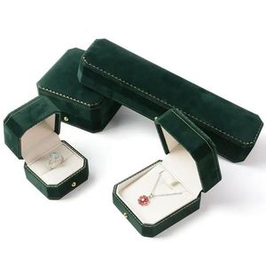 Boîte à bijoux en velours suédé pour bague, boucles d'oreilles, bracelet, collier, mariage, octogonale - Product Image 4