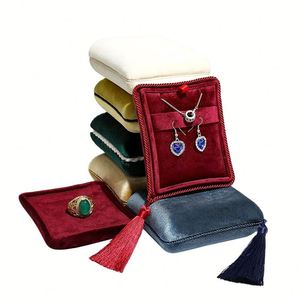Velvet Custom Logo Jewelry Set <b>Box</b> with Tassel Luxury Necklace Ring <b>Earring</b> Packaging Customizable Design OEM Service Large Size - Product Image 2