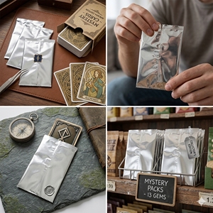 Sachets en Mylar Argent Brillant Scellés à l'Arrière en Feuille d'Aluminium Premium pour Cartes à Collectionner, Emballage <span class=keywords><strong>de</strong></span> Sachets Mystères pour Cartes <span class=keywords><strong>de</strong></span> <span class=keywords><strong>Jeu</strong></span> TCG - Product Image 6