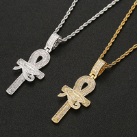 Bijoux en gros AAA CZ bijoux en or l'oeil d'horus ankh croix pendentif collier