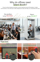 Cabine de bureau acoustique portable pour 1 personne, cabine téléphonique insonorisée, cabine modulaire mobile pour l'intimité au lieu de travail
