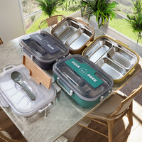 Boîte Bento Simple en Acier Inoxydable Shunxinyi, Écologique, Anti-fuite, à 3 Compartiments, à un Seul Niveau, avec Couvercle en Plastique Amovible – Vente en Gros
