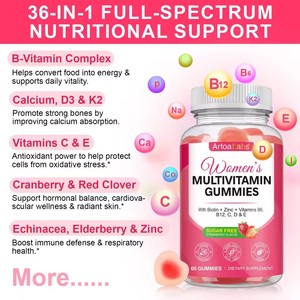 Suplemento de Gomas Multivitamínicas para Mulheres Complexo de Vitaminas com Biotina + Zinco + Vitaminas B6, B12, C, D e E - Product Image 2