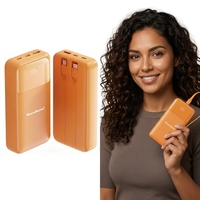 Batterie Li-Polymère Haute Capacité 20000mAh à Charge Rapide 22.5W PD, Power Bank Portable avec 2 Câbles Intégrés et Ports USB pour Utilisation en Extérieur