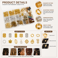Set Aksesoris Dreadlock, Perhiasan Rambut, Manik-manik, Cincin, Jepit untuk Kepang, Rambut Terpilin, Dekorasi Gaya Rambut DIY
